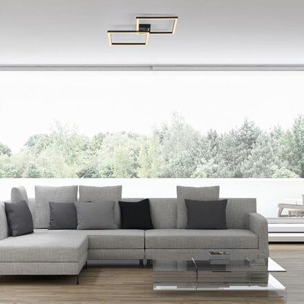 JUST LIGHT LED stropní svítidlo IVEN, černé, 2 čtverce, ploché, teplá bílá moderní 3000K