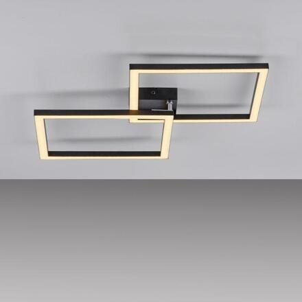 JUST LIGHT LED stropní svítidlo IVEN, černé, 2 čtverce, ploché, teplá bílá moderní 3000K