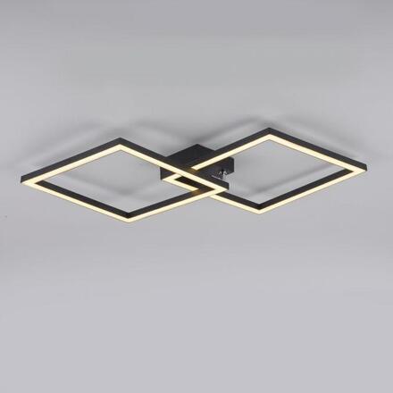 JUST LIGHT LED stropní svítidlo IVEN, černé, 2 čtverce, ploché, teplá bílá moderní 3000K