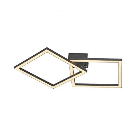 JUST LIGHT LED stropní svítidlo IVEN, černé, 2 čtverce, ploché, teplá bílá moderní 3000K