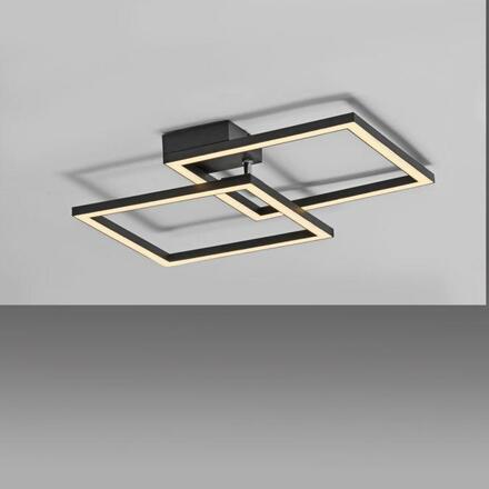JUST LIGHT LED stropní svítidlo IVEN, černé, 2 čtverce, ploché, teplá bílá moderní 3000K