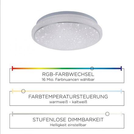 LEUCHTEN DIREKT is JUST LIGHT LED stropní svítidlo Smart Home s RGB změnou barev a nastavitelnou teplotou barvy světla MEDION RGB+3000-5000K