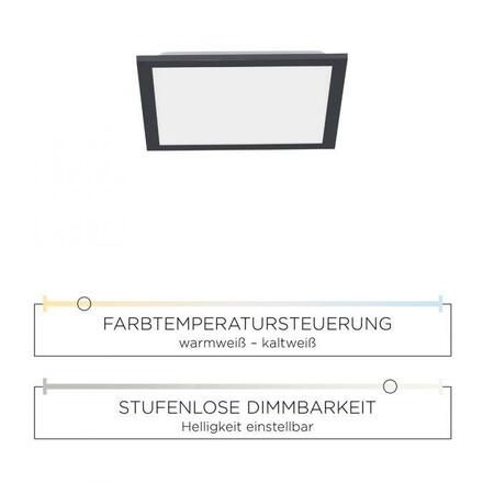 LEUCHTEN DIREKT is JUST LIGHT LED stropní svítidlo hranaté v černé s nastavitelou barvou světla a funkcí stmívání 2700-5000K