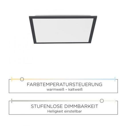 LEUCHTEN DIREKT is JUST LIGHT LED panel svítidlo hranaté v černé s nastavitelou barvou světla a funkcí stmívání 2700-5000K