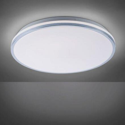 LEUCHTEN DIREKT is JUST LIGHT LED stropní svítidlo, chrom, stínidlo, IP44, koupelna, teplá bílá 3000K