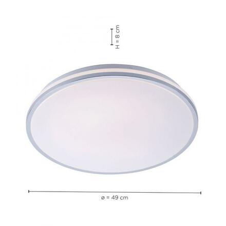 LEUCHTEN DIREKT is JUST LIGHT LED stropní svítidlo, chrom, stínidlo, IP44, koupelna, teplá bílá 3000K