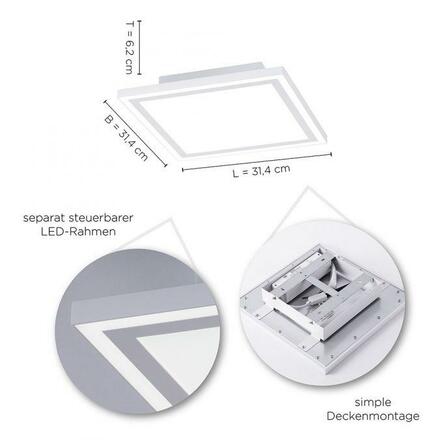 LEUCHTEN DIREKT is JUST LIGHT LED panel svítidlo, stropní svítidlo, bílé, stmívatelné, CCT nastavení teploty barvy 3000-5000K