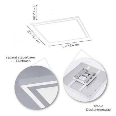 LEUCHTEN DIREKT is JUST LIGHT LED stropní svítidlo hranaté v bílé s nastavitelnou teplotou barvy a funkcí stmívání 2700-5000K