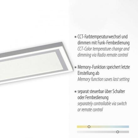 LEUCHTEN DIREKT is JUST LIGHT LED stropní svítidlo bílé ploché 110x28, dálkový ovladač, stmívatelné, CCT nastavení teploty barvy 2700-5000K