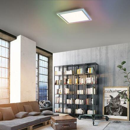 LEUCHTEN DIREKT LED stropní svítidlo 40x40, bílá, ploché Rainbow RGB, dálkový ovladač RGB+2700-6000K
