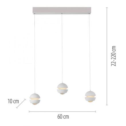 JUST LIGHT Kolekce Schöner Wohnen LED závěsné svítidlo LINI, bílé, 3-ramenné, Comfort Lift, krokově stmívatelné 3000K