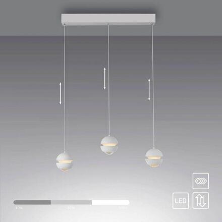 JUST LIGHT Kolekce Schöner Wohnen LED závěsné svítidlo LINI, bílé, 3-ramenné, Comfort Lift, krokově stmívatelné 3000K