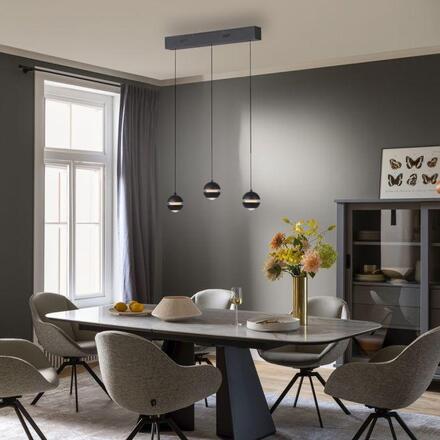 JUST LIGHT Kolekce Schöner Wohnen LED závěsné svítidlo, černé, 3-ramenné, Comfort Lift, krokově stmívatelné 3000K