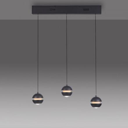 JUST LIGHT Kolekce Schöner Wohnen LED závěsné svítidlo, černé, 3-ramenné, Comfort Lift, krokově stmívatelné 3000K