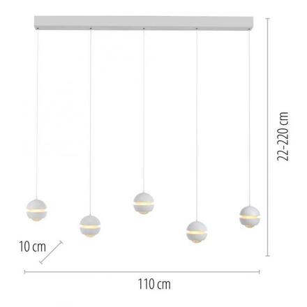 JUST LIGHT Kolekce Schöner Wohnen LED závěsné svítidlo LINI, bílé, 5-ramenné, nastavitelná výška, krokově stmívatelné 3000K