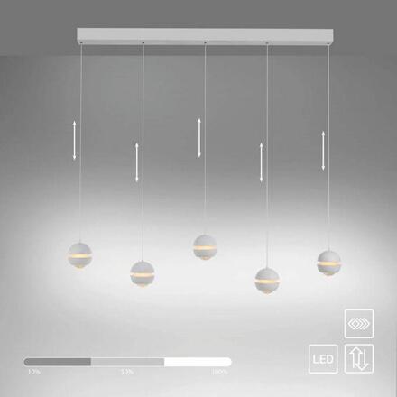 JUST LIGHT Kolekce Schöner Wohnen LED závěsné svítidlo LINI, bílé, 5-ramenné, nastavitelná výška, krokově stmívatelné 3000K