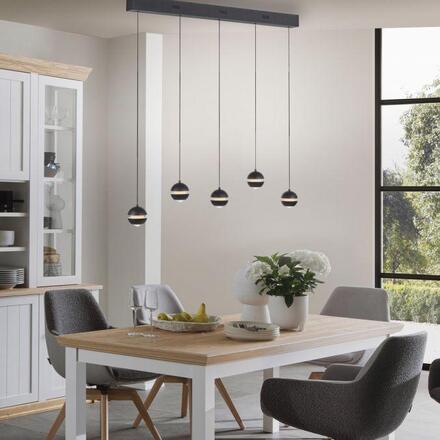 JUST LIGHT Kolekce Schöner Wohnen LED závěsné svítidlo černé, 5-ramenné, nastavitelná výška, krokově stmívatelné 3000K