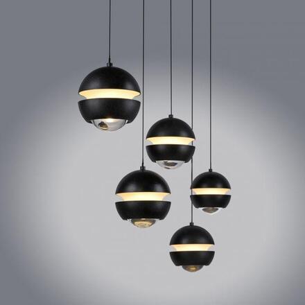 JUST LIGHT Kolekce Schöner Wohnen LED závěsné svítidlo černé, 5-ramenné, nastavitelná výška, krokově stmívatelné 3000K