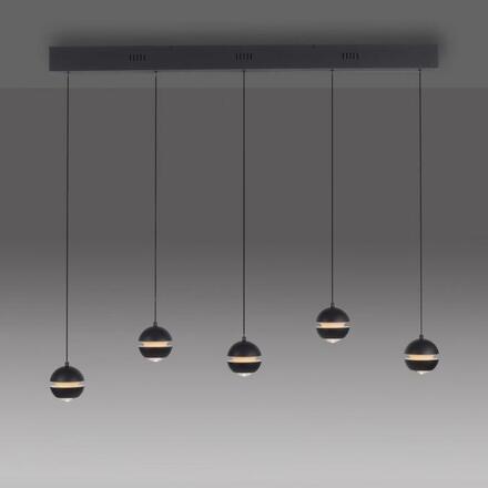 JUST LIGHT Kolekce Schöner Wohnen LED závěsné svítidlo černé, 5-ramenné, nastavitelná výška, krokově stmívatelné 3000K