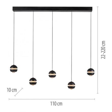 JUST LIGHT Kolekce Schöner Wohnen LED závěsné svítidlo černé, 5-ramenné, nastavitelná výška, krokově stmívatelné 3000K