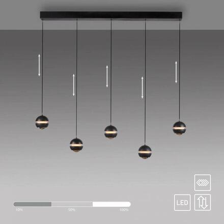 JUST LIGHT Kolekce Schöner Wohnen LED závěsné svítidlo černé, 5-ramenné, nastavitelná výška, krokově stmívatelné 3000K