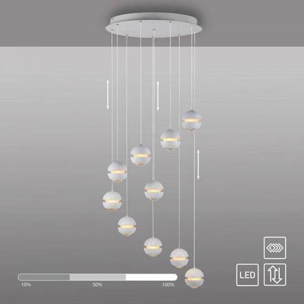 JUST LIGHT Kolekce Schöner Wohnen LED závěsné svítidlo LINI, bílé, 10-ramenné, stmívatelné, krokově stmívatelné 3000K
