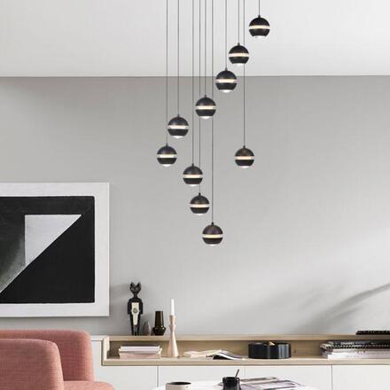 JUST LIGHT Kolekce Schöner Wohnen LED závěsné svítidlo LINI černé, 10-ramenné, stmívatelné, krokově stmívatelné 3000K