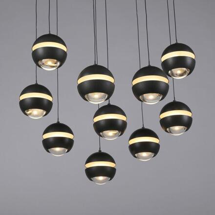 JUST LIGHT Kolekce Schöner Wohnen LED závěsné svítidlo LINI černé, 10-ramenné, stmívatelné, krokově stmívatelné 3000K