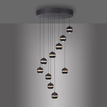 JUST LIGHT Kolekce Schöner Wohnen LED závěsné svítidlo LINI černé, 10-ramenné, stmívatelné, krokově stmívatelné 3000K