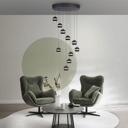 JUST LIGHT Kolekce Schöner Wohnen LED závěsné svítidlo LINI černé, 10-ramenné, stmívatelné, krokově stmívatelné 3000K