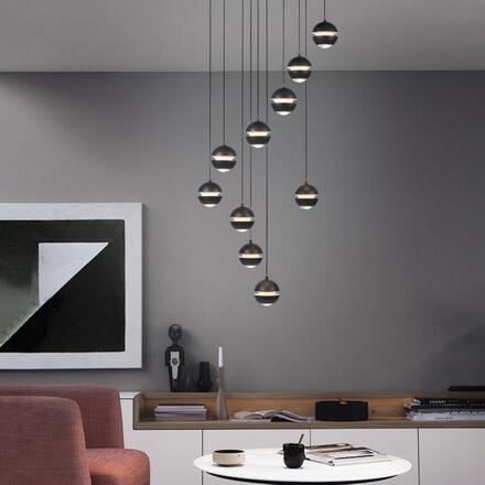 JUST LIGHT Kolekce Schöner Wohnen LED závěsné svítidlo LINI černé, 10-ramenné, stmívatelné, krokově stmívatelné 3000K