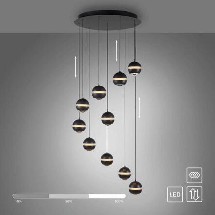 JUST LIGHT Kolekce Schöner Wohnen LED závěsné svítidlo LINI černé, 10-ramenné, stmívatelné, krokově stmívatelné 3000K