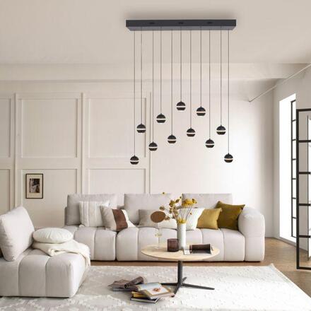 JUST LIGHT Kolekce Schöner Wohnen LED závěsné svítidlo LINI černé, 11-ramenné, stmívatelné, krokově stmívatelné 3000K