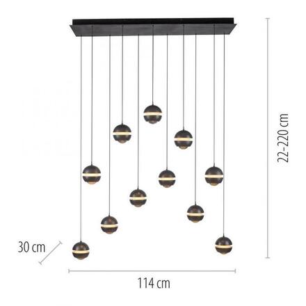 JUST LIGHT Kolekce Schöner Wohnen LED závěsné svítidlo LINI černé, 11-ramenné, stmívatelné, krokově stmívatelné 3000K