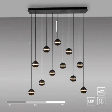 JUST LIGHT Kolekce Schöner Wohnen LED závěsné svítidlo LINI černé, 11-ramenné, stmívatelné, krokově stmívatelné 3000K
