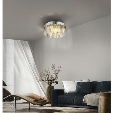 JUST LIGHT Křišťálové stropní svítidlo KULUNKER, chrom 30cm průměr