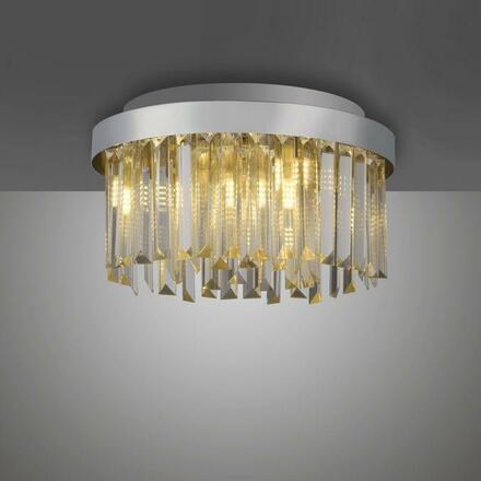 JUST LIGHT Křišťálové stropní svítidlo KULUNKER, chrom 30cm průměr