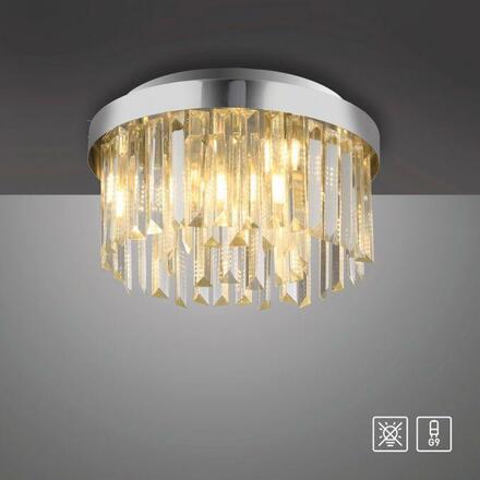 JUST LIGHT Křišťálové stropní svítidlo KULUNKER, chrom 30cm průměr