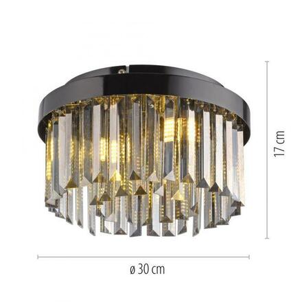 JUST LIGHT Stropní svítidlo KULUNKA, černá, křišťálové přívěsky, D 30 cm,