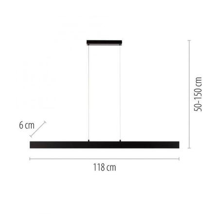 JUST LIGHT LED závěsné svítidlo DRITTO, černé, lineární 3000K
