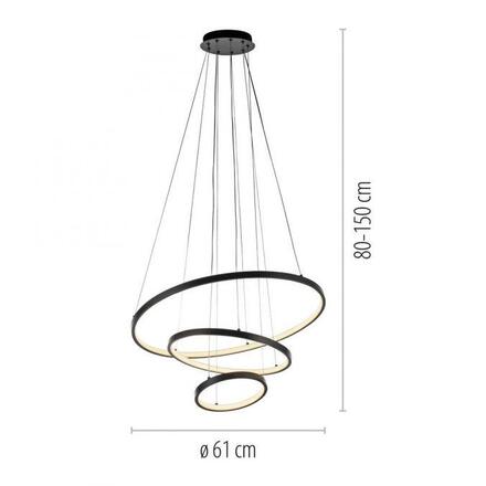 JUST LIGHT LED závěsné svítidlo CERCHI, černá, kruhový tvar, nastavitelná výška 3000K