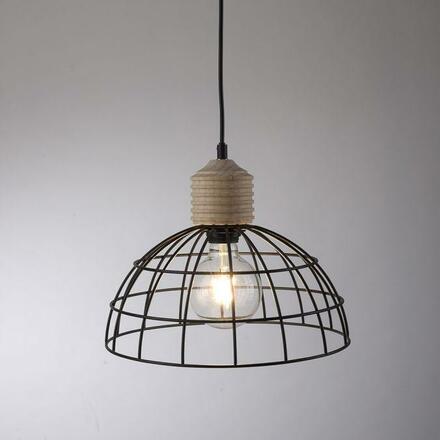 LEUCHTEN DIREKT is JUST LIGHT závěsné svítidlo 31x31 kovové stínítko přírodní dřevo černá 1 ramenné do kuchyně  LD 15121-18