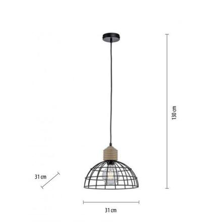 LEUCHTEN DIREKT is JUST LIGHT závěsné svítidlo 31x31 kovové stínítko přírodní dřevo černá 1 ramenné do kuchyně  LD 15121-18