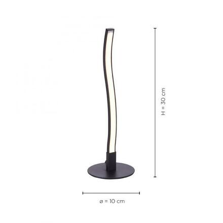 LEUCHTEN DIREKT is JUST LIGHT LED stolní lampa v černé design vlny s teple bílou barvaóu světla a šňůrovým vypínačem 3000K LD 15128-18