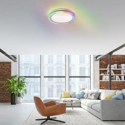 LEUCHTEN DIREKT is JUST LIGHT LED stropní svítidlo 40x40cm, kruhové, bílé, stmívatelné, hra světla, CCT LED panel RGB+2700-6500