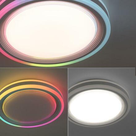 LEUCHTEN DIREKT is JUST LIGHT LED stropní svítidlo 40x40cm, kruhové, bílé, stmívatelné, hra světla, CCT LED panel RGB+2700-6500