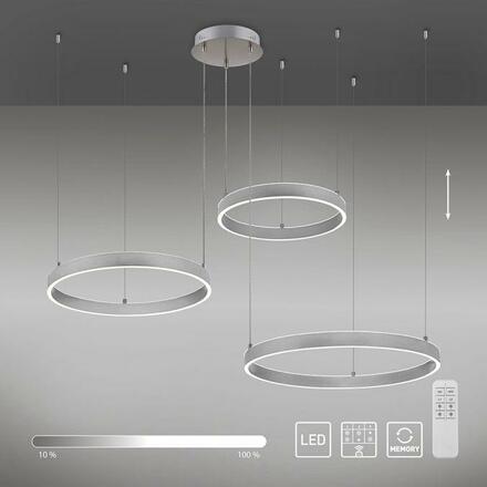 LEUCHTEN DIREKT is JUST LIGHT LED závěsné svítidlo 3 ramenné stříbrná přímé/nepřímé osvětlení stmívatelné dálkový ovladač 3000K LD 15156-55