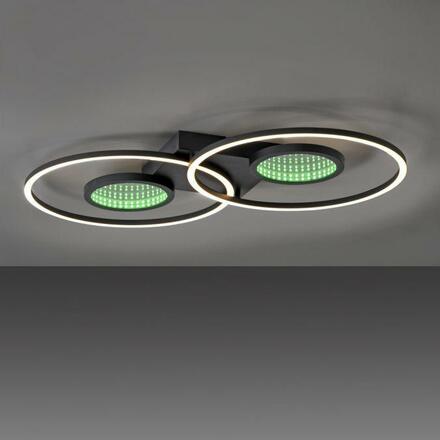 LEUCHTEN DIREKT is JUST LIGHT LED stropní svítidlo černé s RGB efekty, CCT stmívatelné s dálkovým ovládáním 3000-6500K LD 15160-18