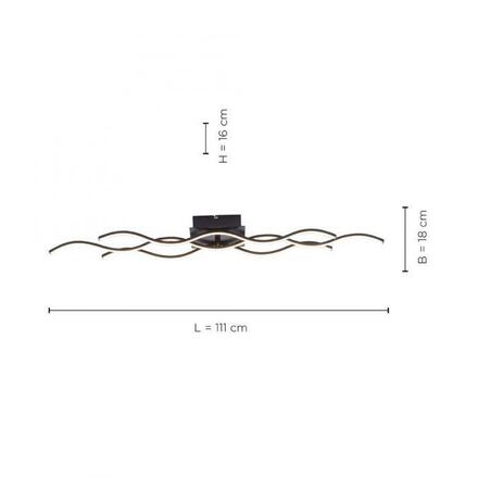 LEUCHTEN DIREKT is JUST LIGHT LED stropní svítidlo, design vlny, černá 3000K LD 15166-18