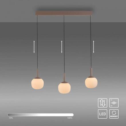 JUST LIGHT LED závěsné svítidlo NAMI, písková barva, podlouhlé, stmívatelné, Comfort-Lift, paměťová funkce, SimplyDim 3000K